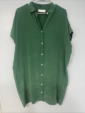 Everlane silk square shirt dress in green sz 4 (runs large) see photos